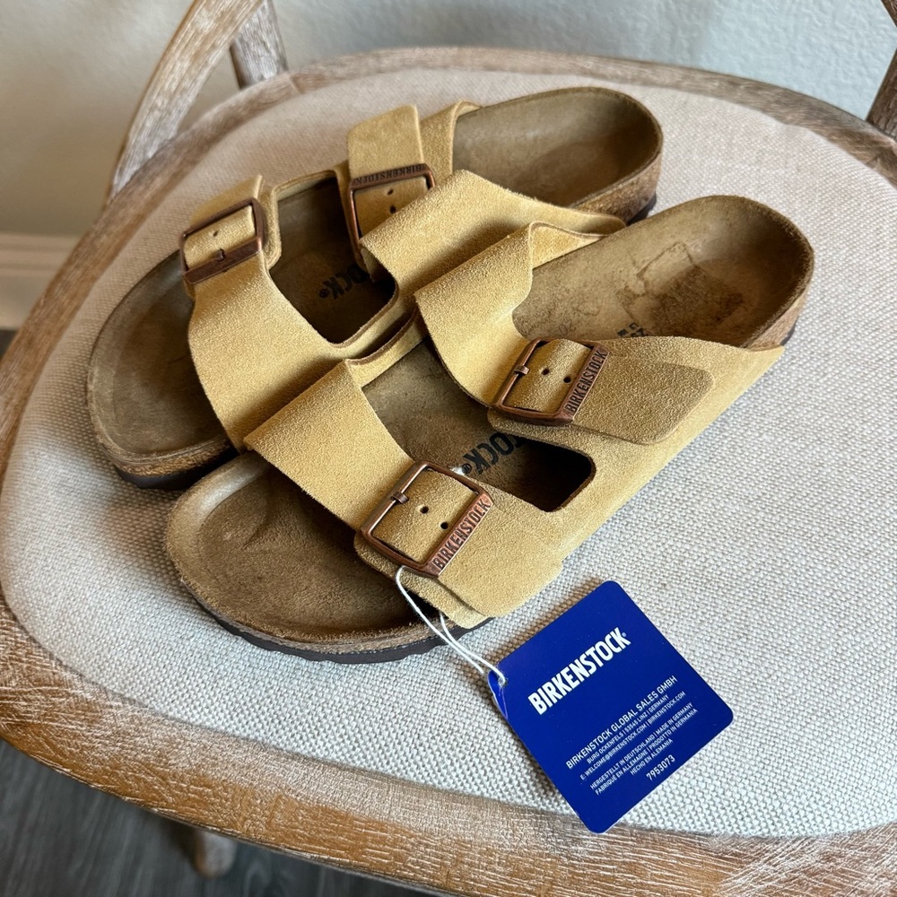 Birkenstock Arizona Suede Leather Sandals latte cream - Picture 2 of 8